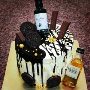 Alcohol bottle theme cake