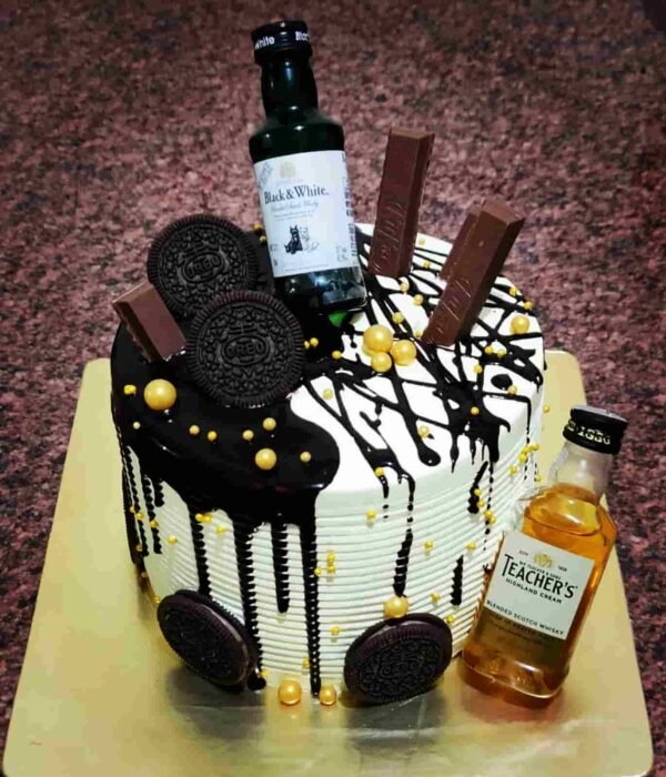 Alcohol bottle theme cake