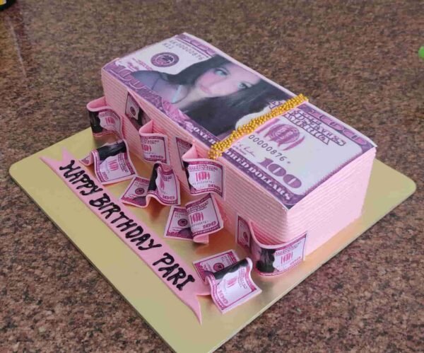 Money Theme Cake with Photo
